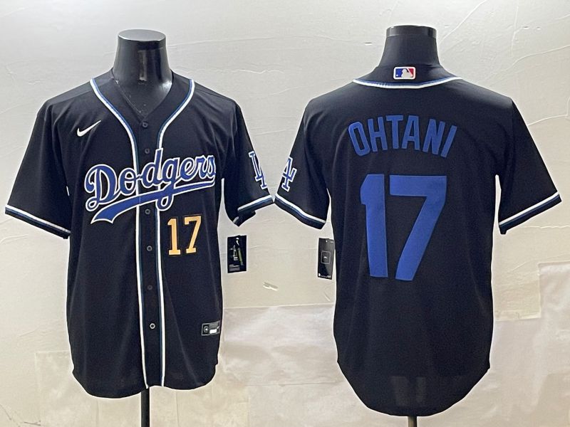 Men Los Angeles Dodgers #17 Ohtani Black blue Three generations Nike 2025 MLB Jersey style 2->los angeles dodgers->MLB Jersey